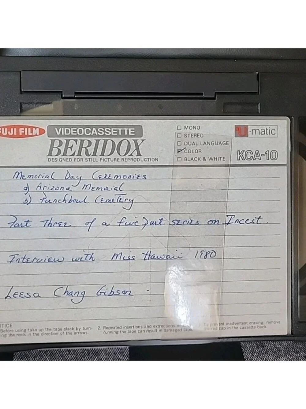 Fuji KCS-10 U Matic S Videocassette Japan Fuji Film BERIDOX Used